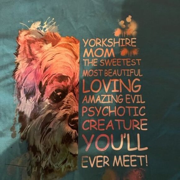 Yorkshire Terrier mom blue Graphic T-Shirt Short-Sleeve Crewneck Bella + Canvas - Picture 4 of 6